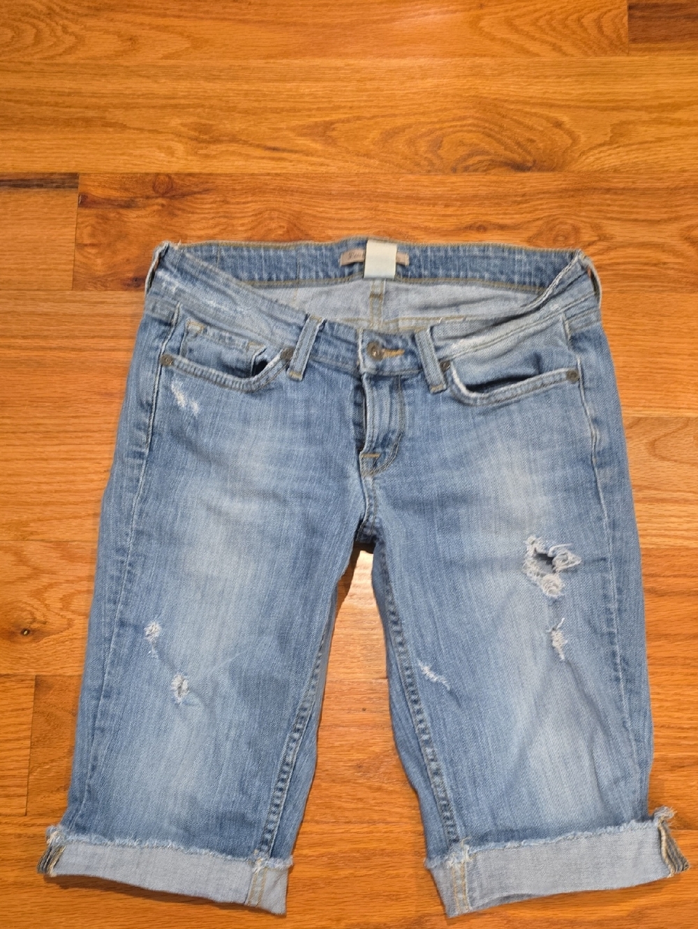 Lucky Brand Light Blue Distressed Denim Bermuda Shorts